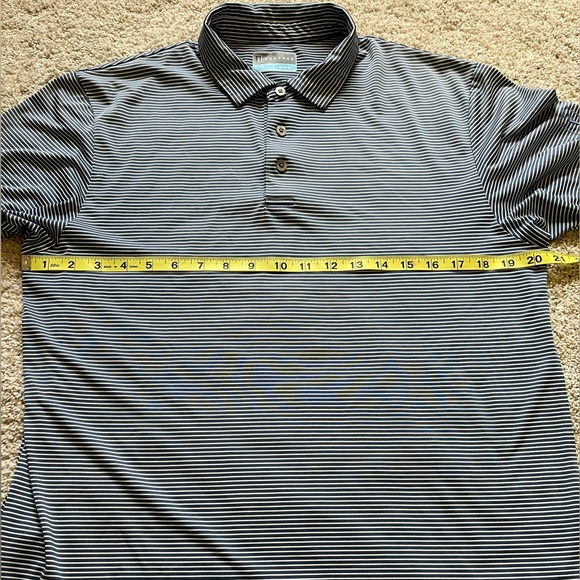 PGA TOUR Men’s Blue White Striped Polo Size Medium Short Sleeve Golf Collar - Picture 5 of 8